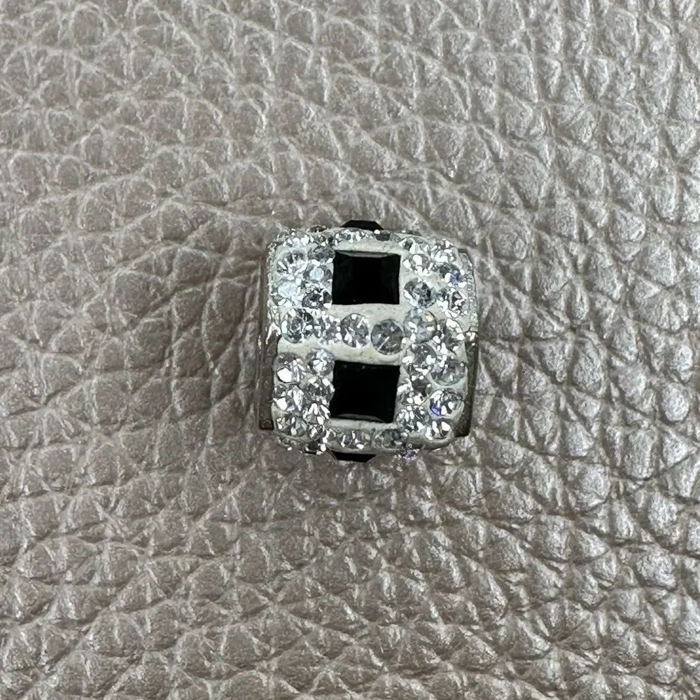 Helzberg Diamonds - White Crystal Black Square Hexagon Charm